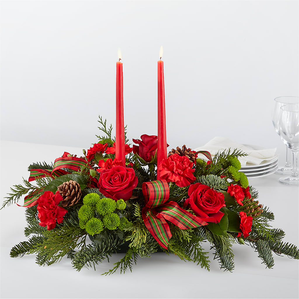 By the Candlelight Centerpiece flower arrangement by Honeybee Floral