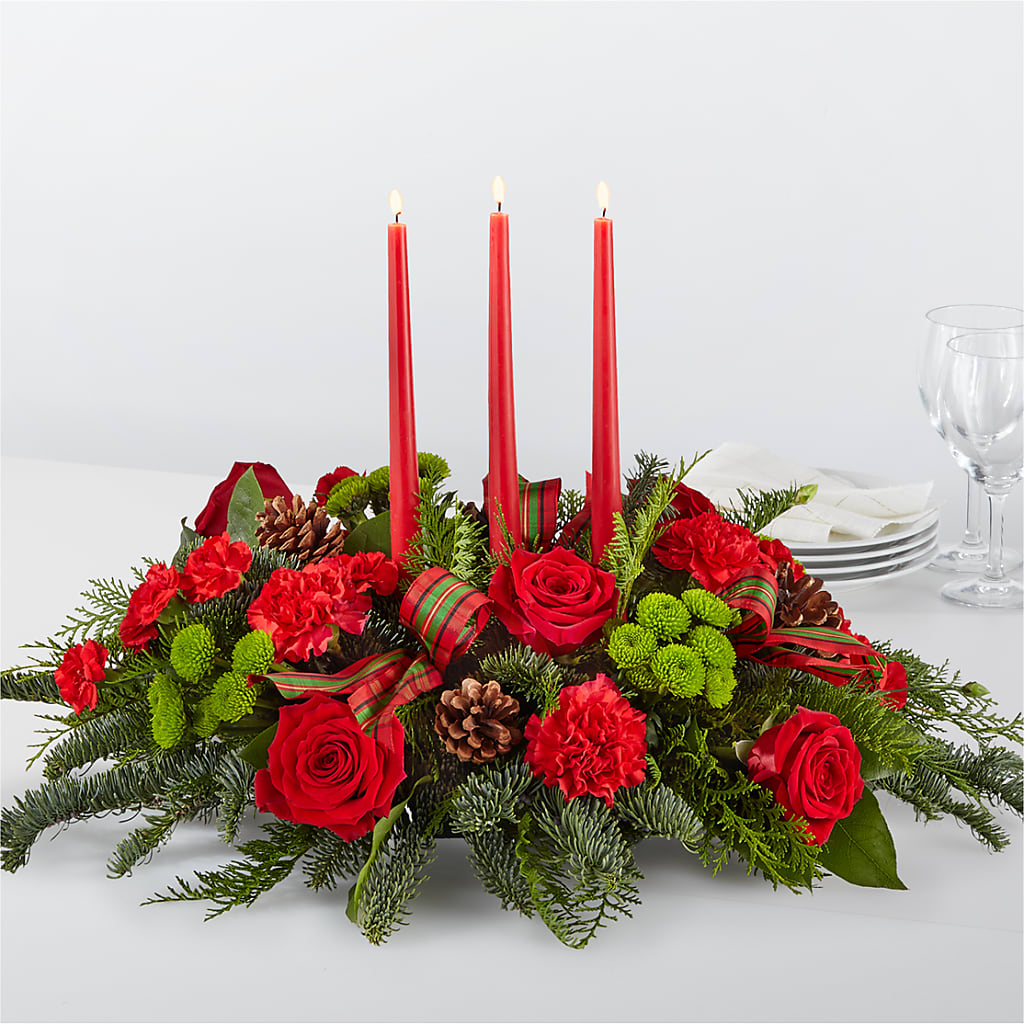 By the Candlelight Centerpiece flower arrangement by Honeybee Floral