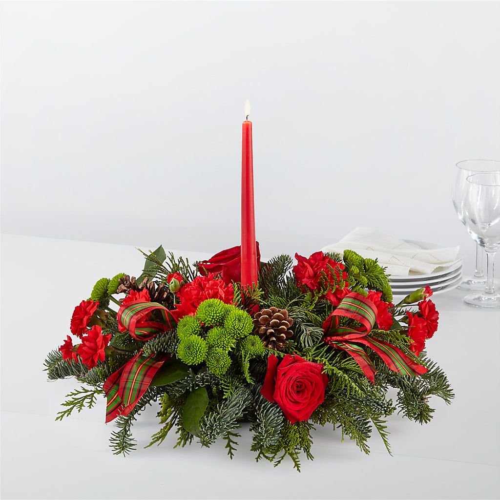 By the Candlelight Centerpiece flower arrangement by Honeybee Floral