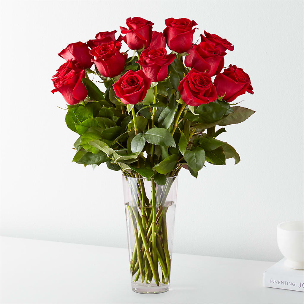 Long Stem Red Rose Bouquet flower arrangement by Honeybee Floral