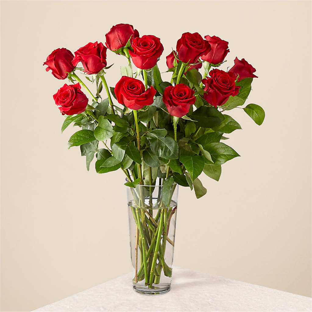 Long Stem Red Rose Bouquet flower arrangement by Honeybee Floral