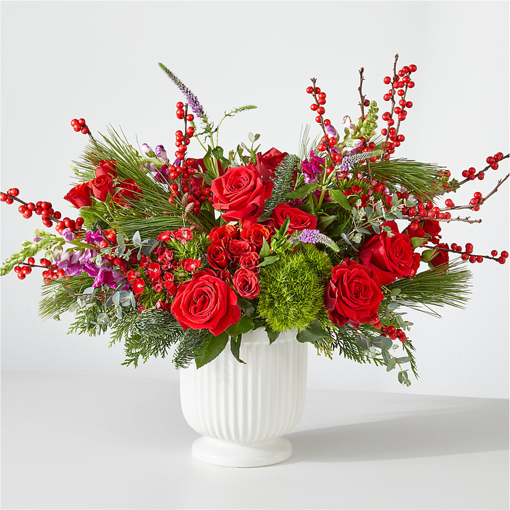 Big Red Bow Bouquet flower arrangement by Honeybee Floral