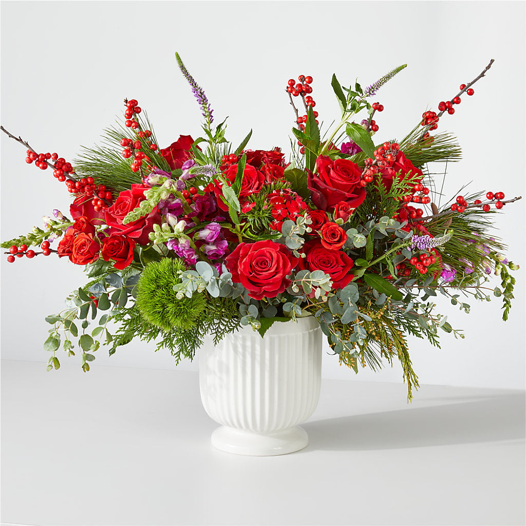 Big Red Bow Bouquet flower arrangement by Honeybee Floral