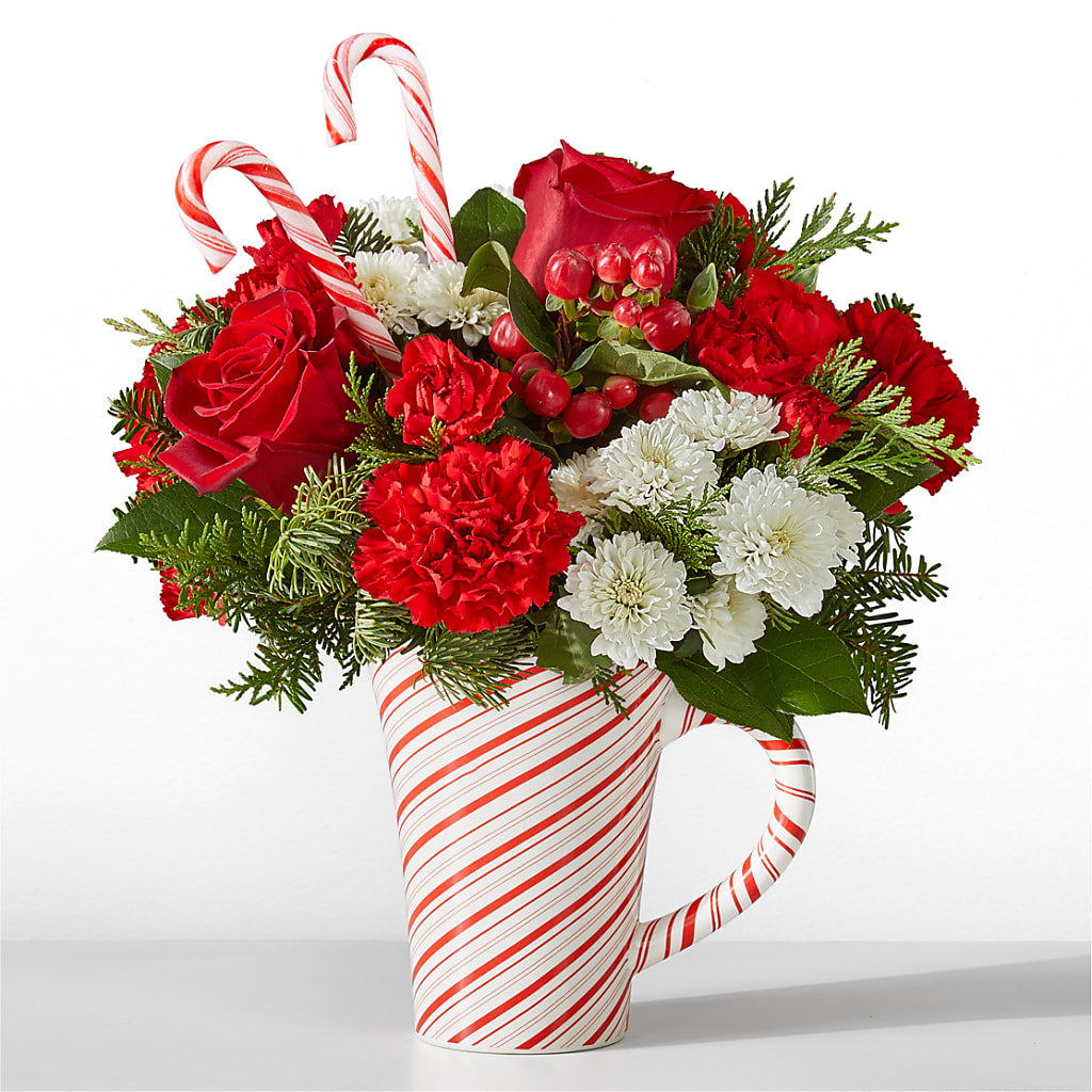 Peppermint Swirl Mug flower arrangement by Honeybee Floral