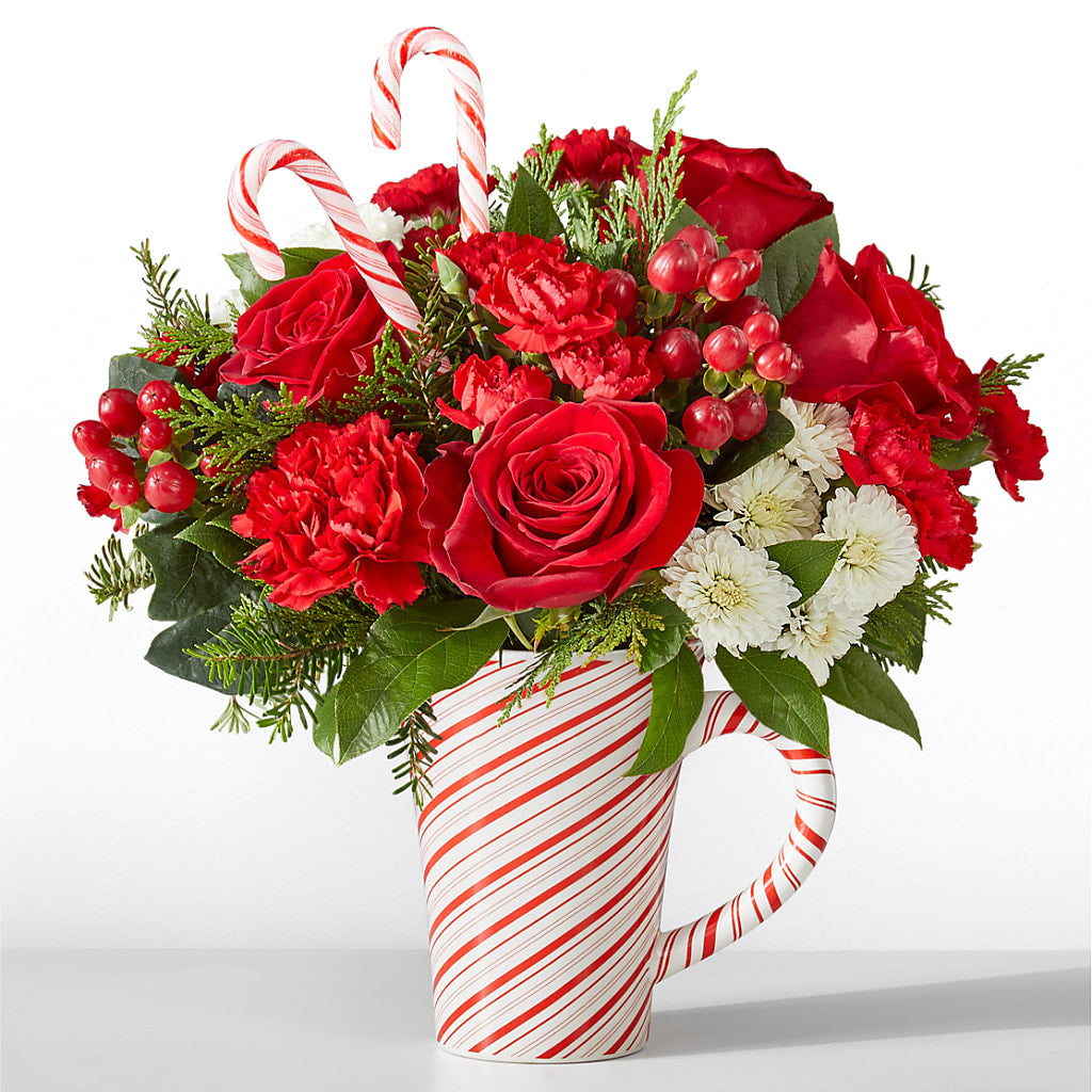 Peppermint Swirl Mug flower arrangement by Honeybee Floral