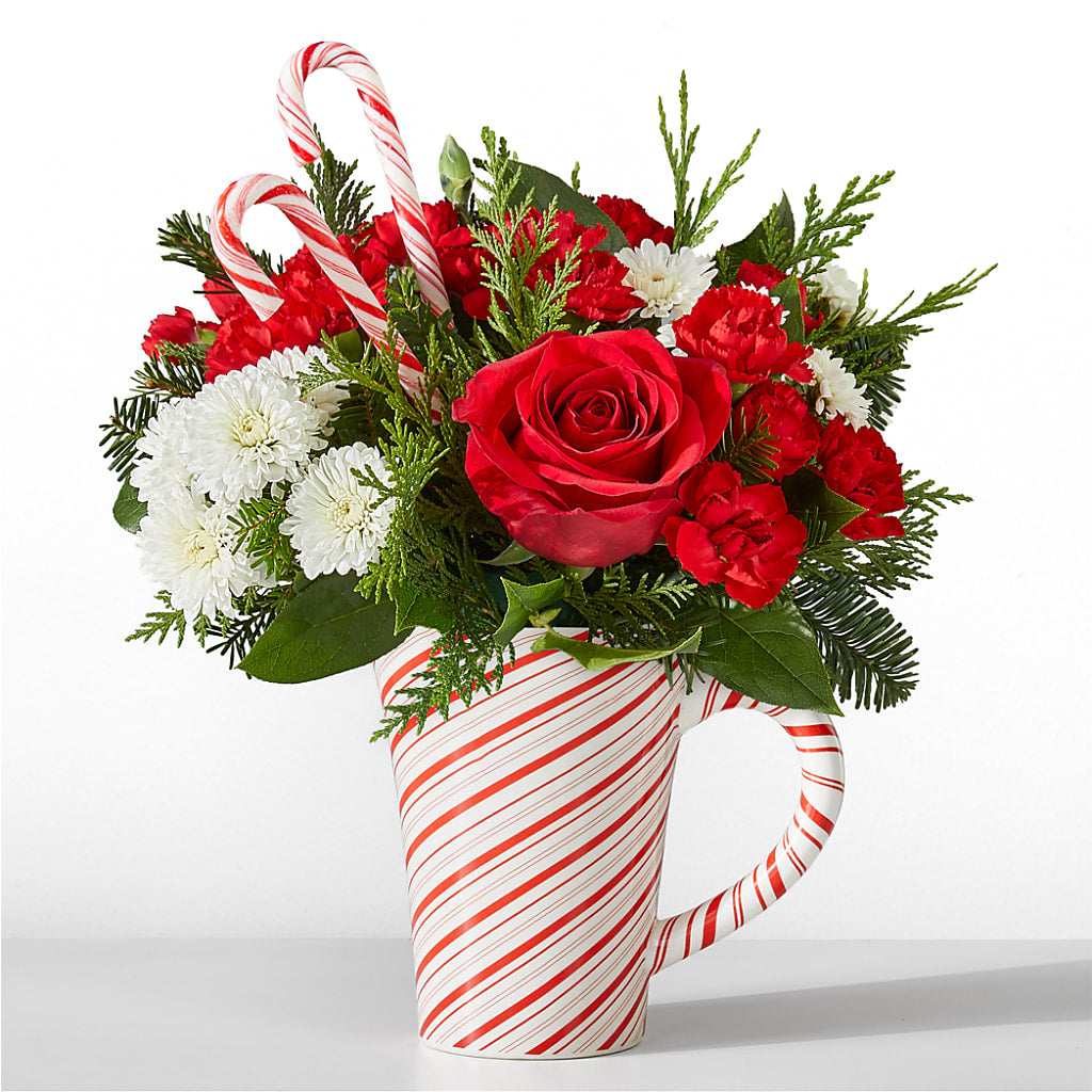 Peppermint Swirl Mug flower arrangement by Honeybee Floral