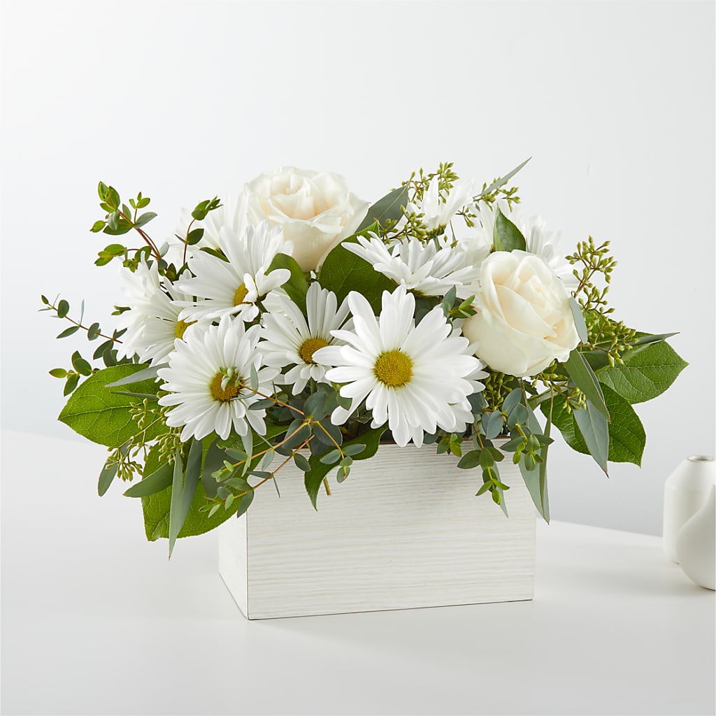 Fresh Linen Box Bouquet flower arrangement by Honeybee Floral