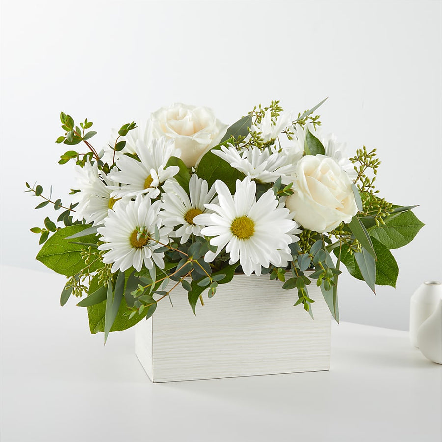 Fresh Linen Box Bouquet flower arrangement by Honeybee Floral