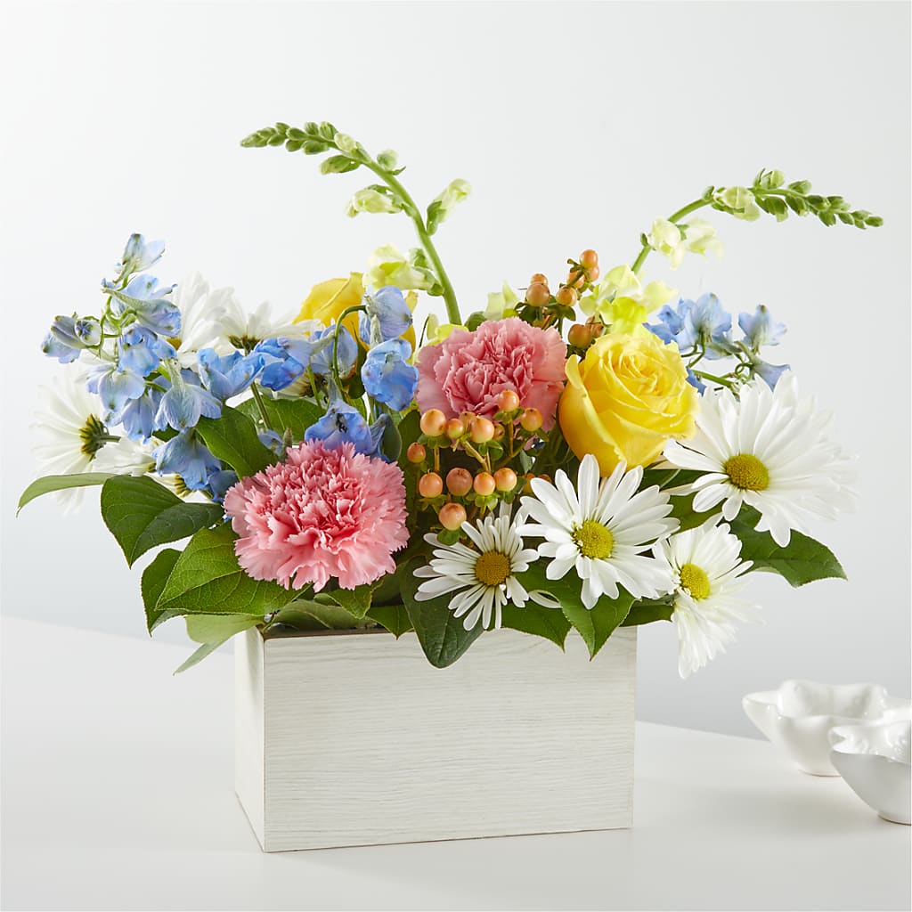 Sun Salutation Box Bouquet flower arrangement by Honeybee Floral