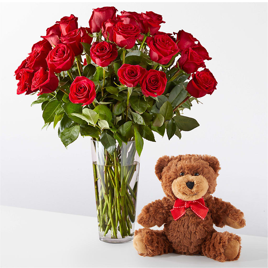Romantic Long Stem Red Rose Bouquet Bundles flower arrangement by Honeybee Floral