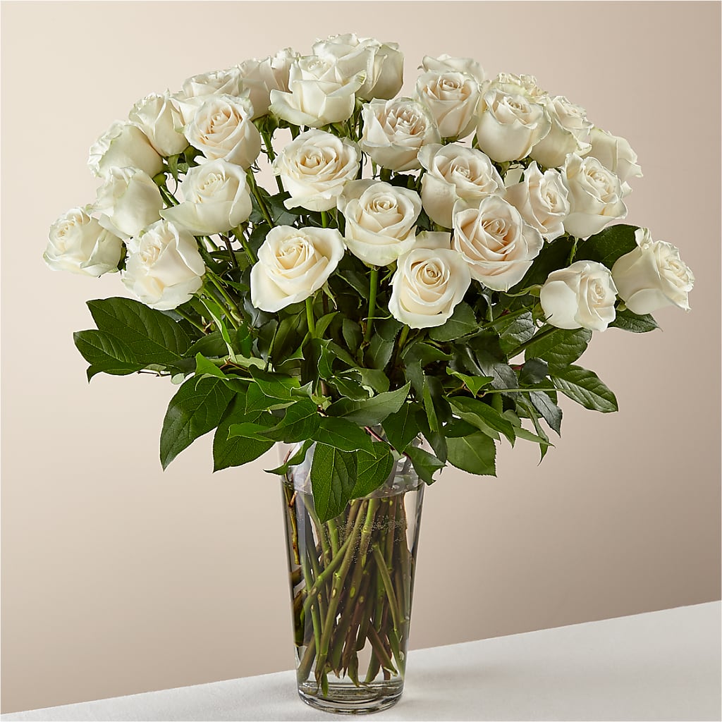 Long Stem White Rose Bouquet flower arrangement by Honeybee Floral