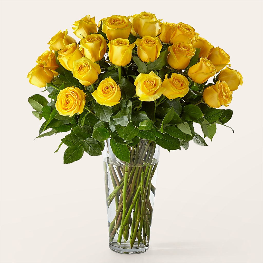 Long Stem Yellow Rose Bouquet flower arrangement by Honeybee Floral
