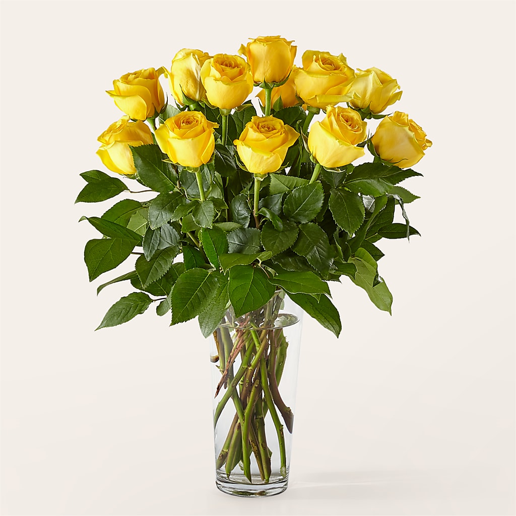 Long Stem Yellow Rose Bouquet flower arrangement by Honeybee Floral