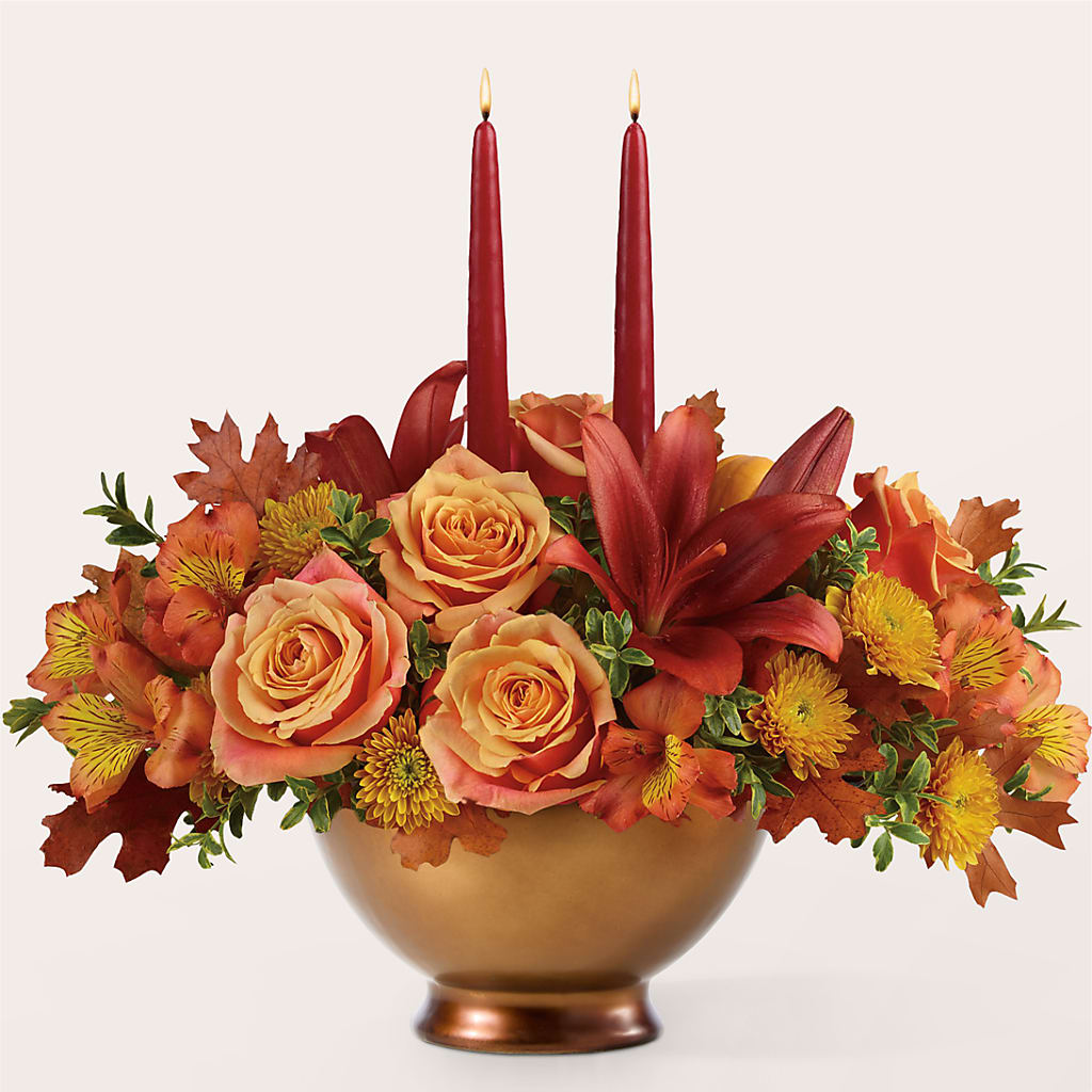 Harvest Table Centerpiece flower arrangement by Honeybee Floral