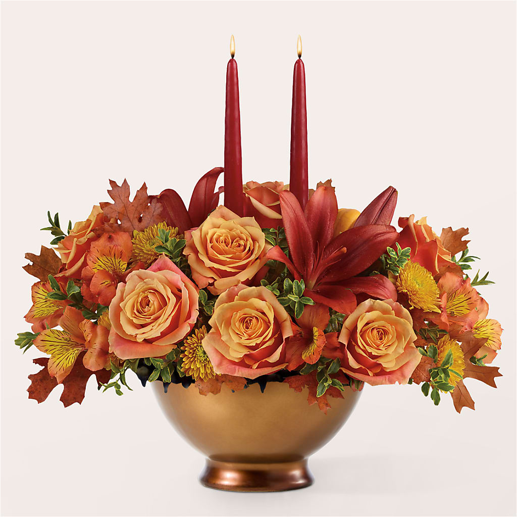Harvest Table Centerpiece flower arrangement by Honeybee Floral