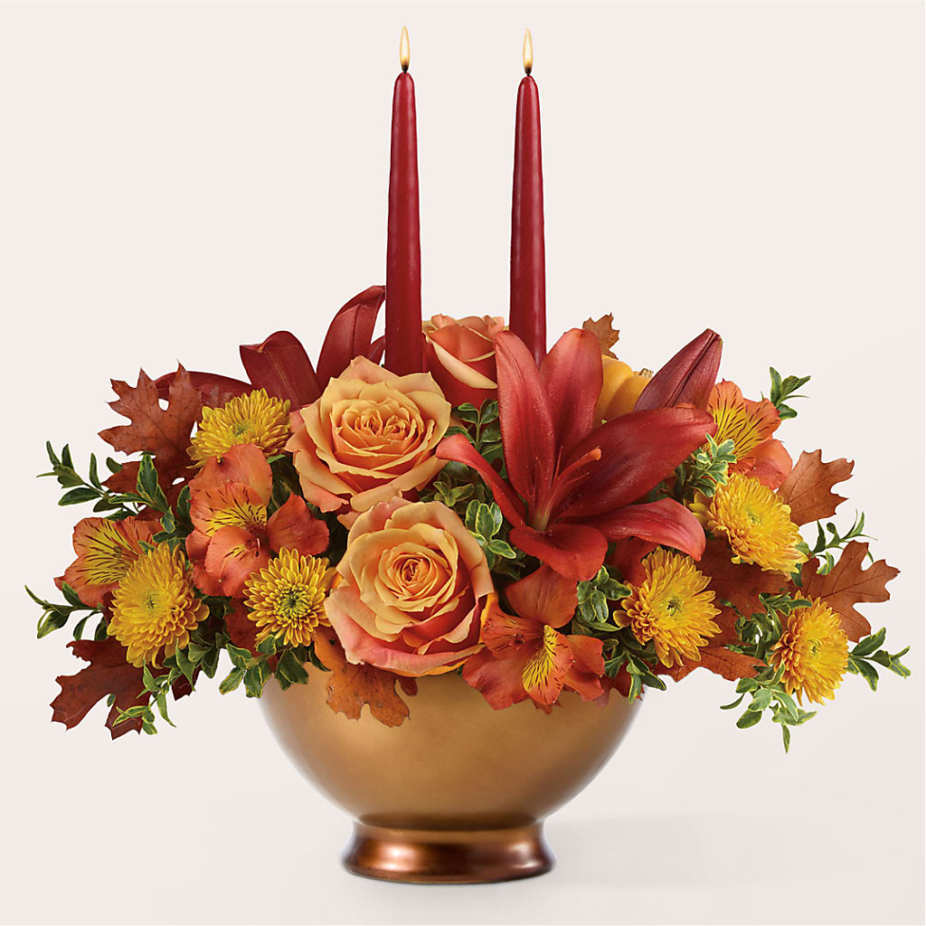 Harvest Table Centerpiece flower arrangement by Honeybee Floral