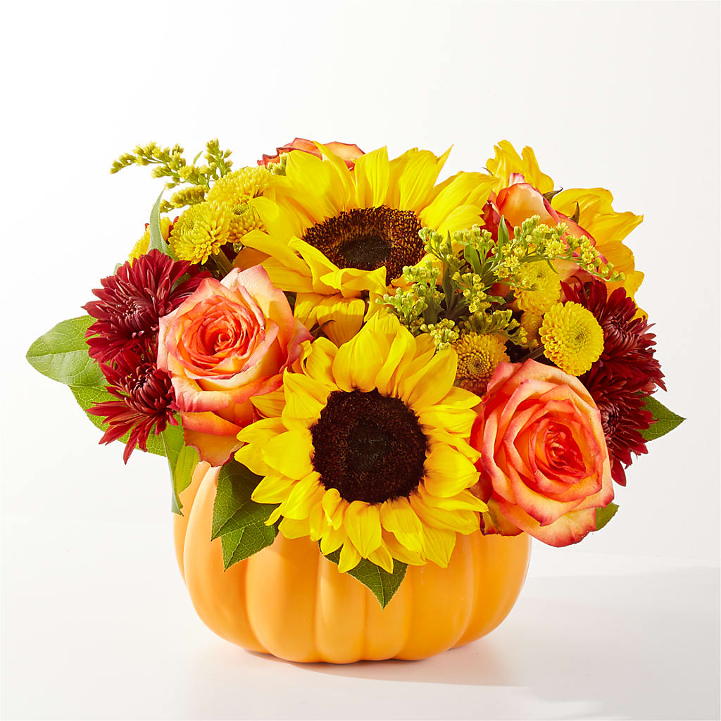 Golden Gourd Pumpkin Bouquet flower arrangement by Honeybee Floral