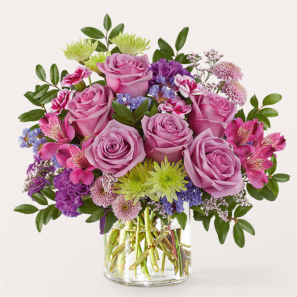 Glass Half Full Bouquet flower arrangement by Honeybee Floral