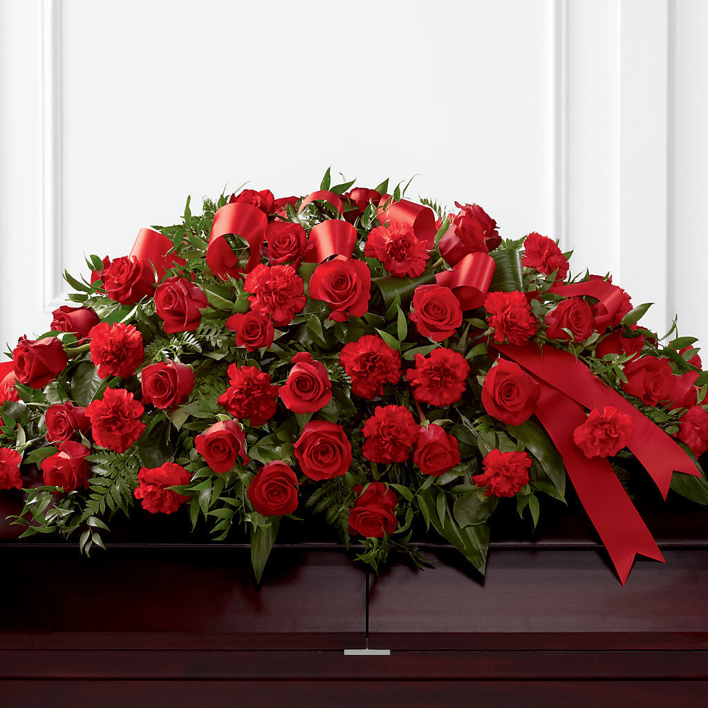 Tribute of Life Casket Spray flower arrangement by Honeybee Floral