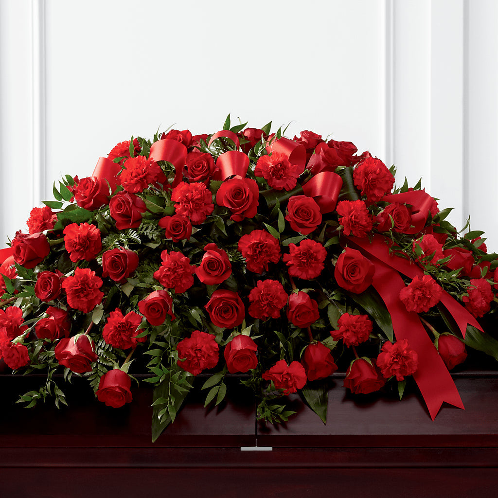 Tribute of Life Casket Spray flower arrangement by Honeybee Floral