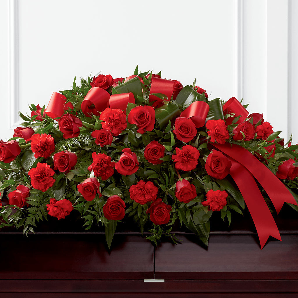 Tribute of Life Casket Spray flower arrangement by Honeybee Floral