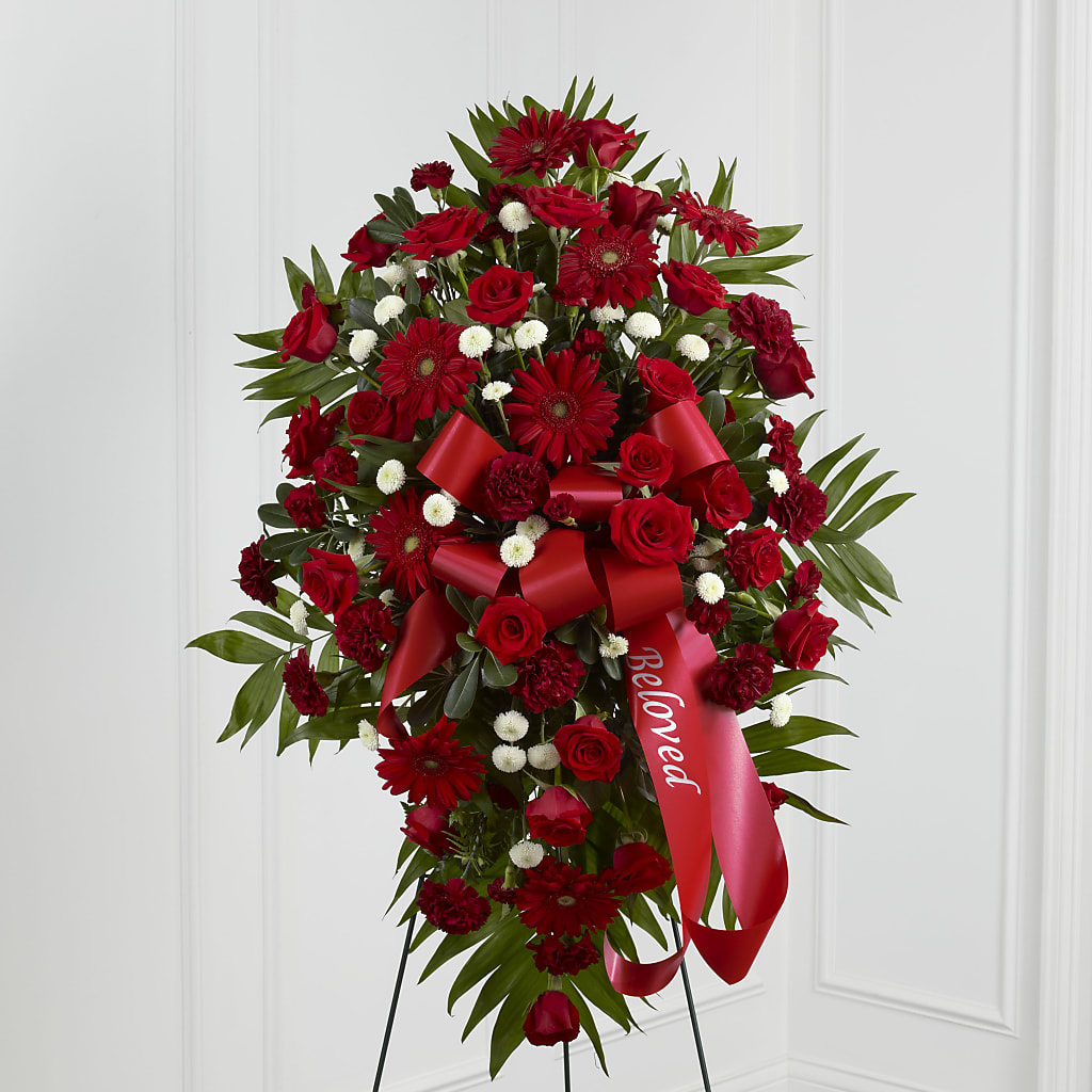 Treasured Memories Standing Spray flower arrangement by Honeybee Floral