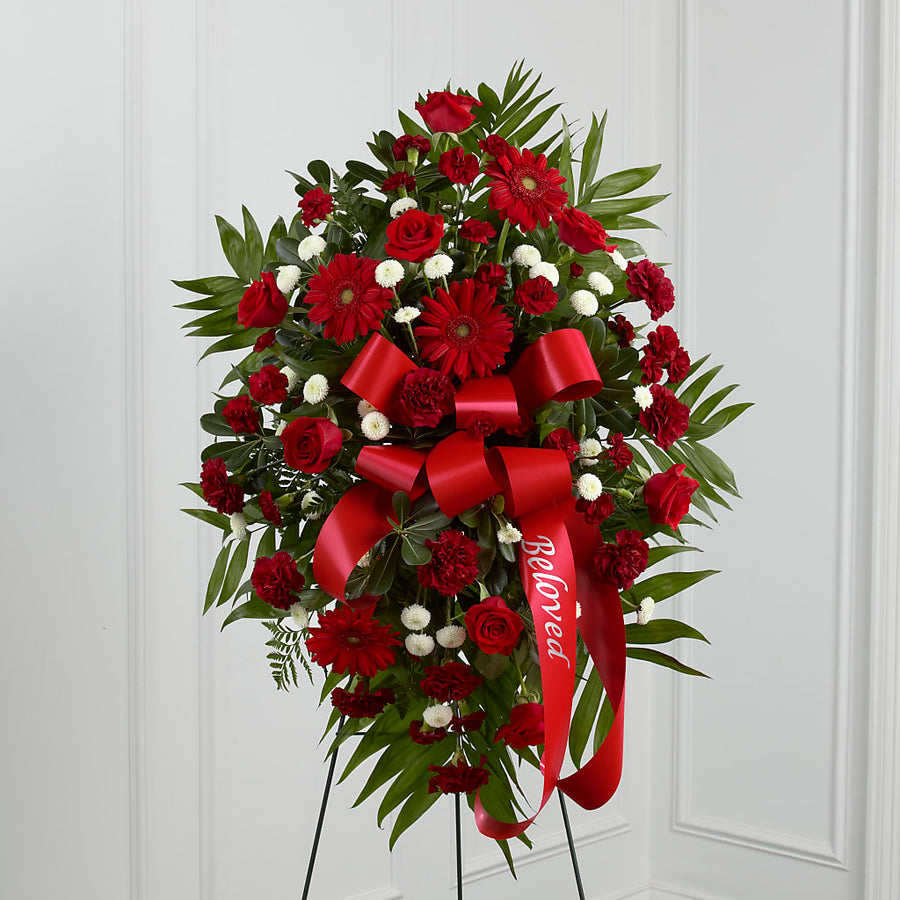 Treasured Memories Standing Spray flower arrangement by Honeybee Floral