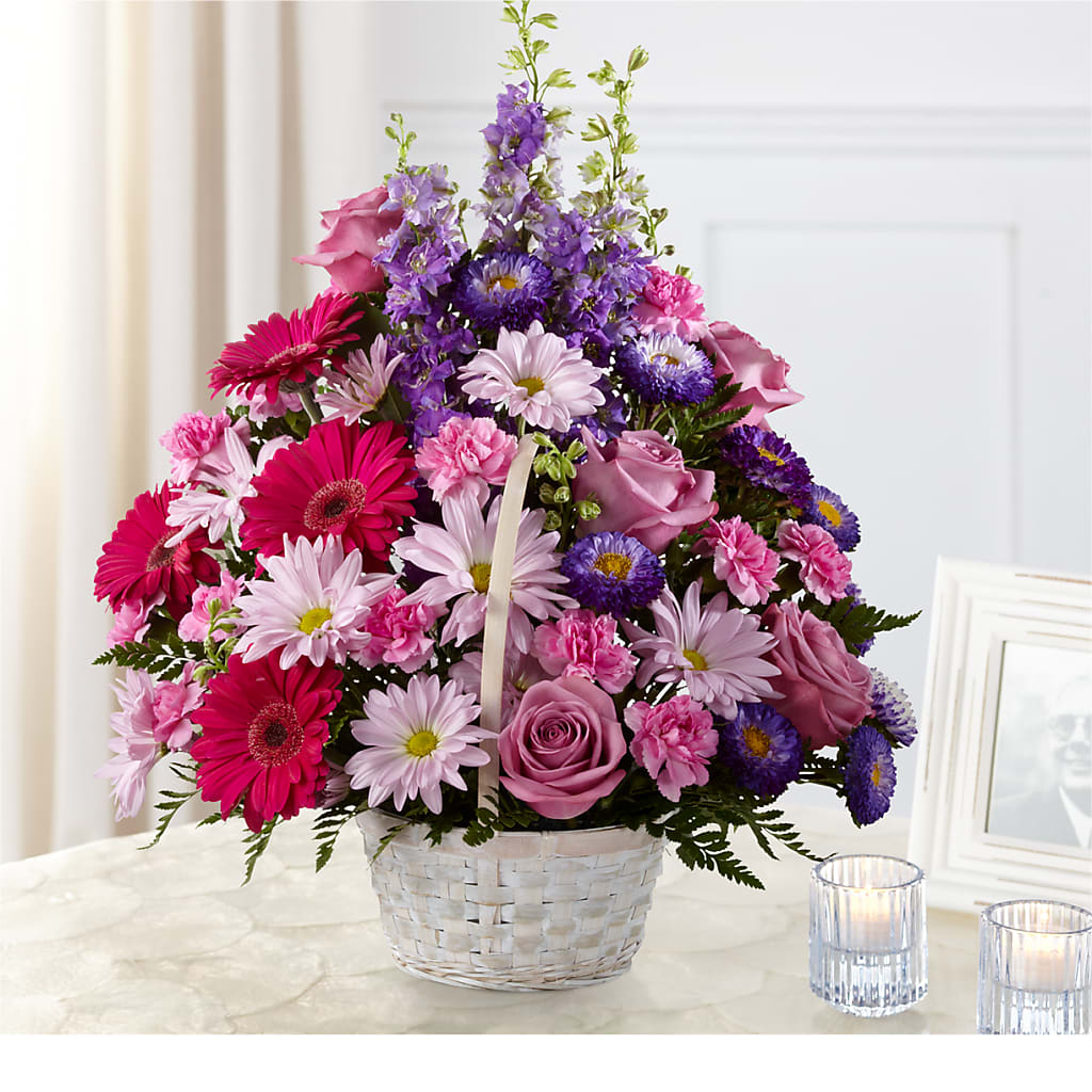 Pastel Peace Basket flower arrangement by Honeybee Floral