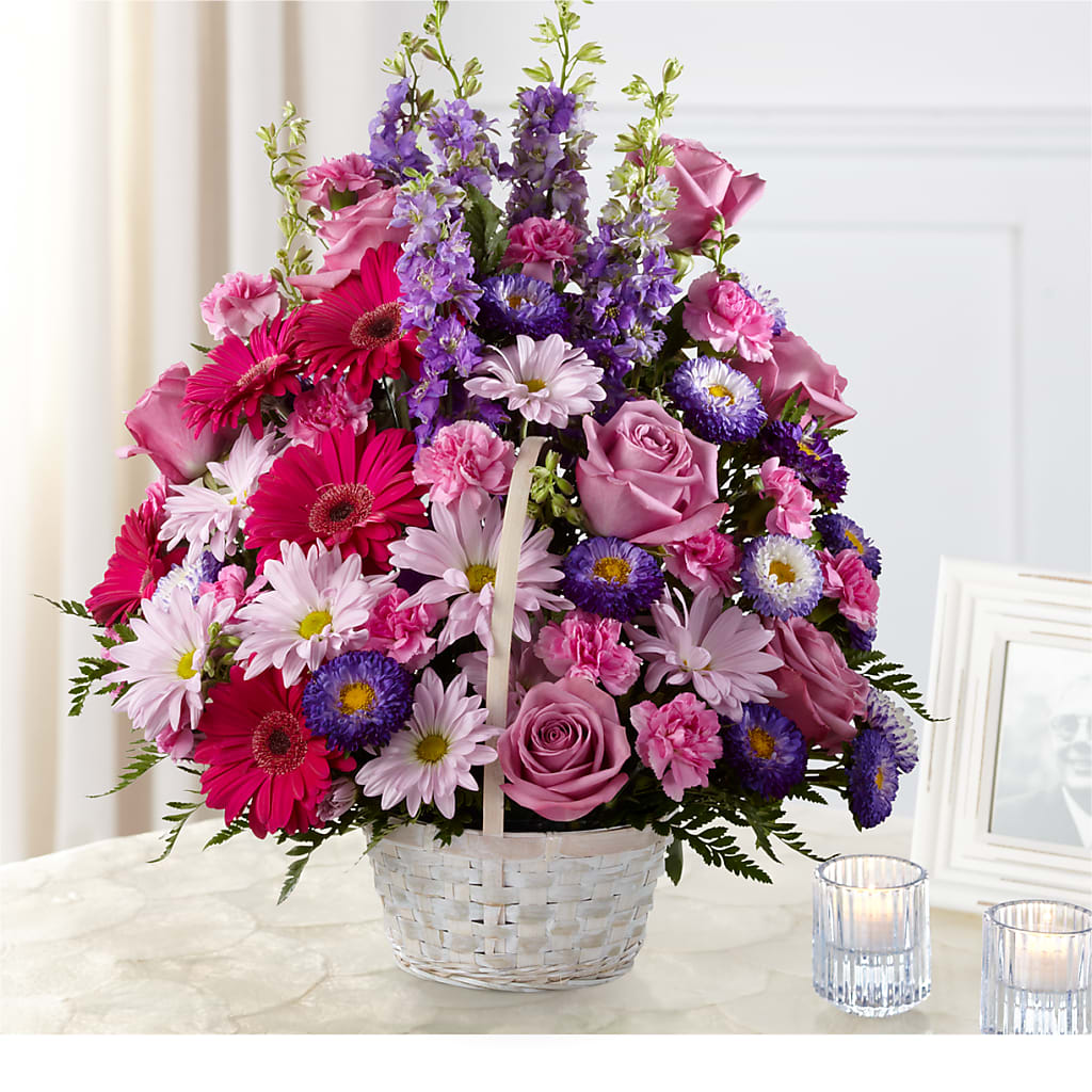 Pastel Peace Basket flower arrangement by Honeybee Floral