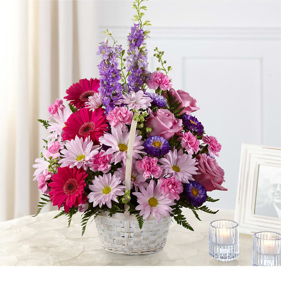 Pastel Peace Basket flower arrangement by Honeybee Floral