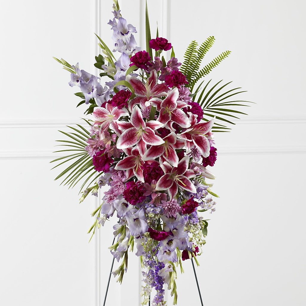Tender Touch Standing Spray flower arrangement by Honeybee Floral