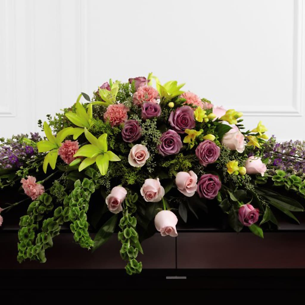 Forever Beloved Casket Spray flower arrangement by Honeybee Floral