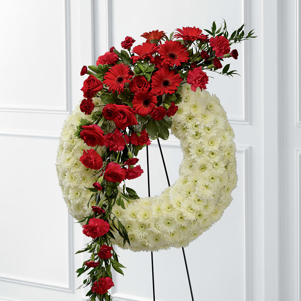 Graceful Tribute Wreath flower arrangement by Honeybee Floral
