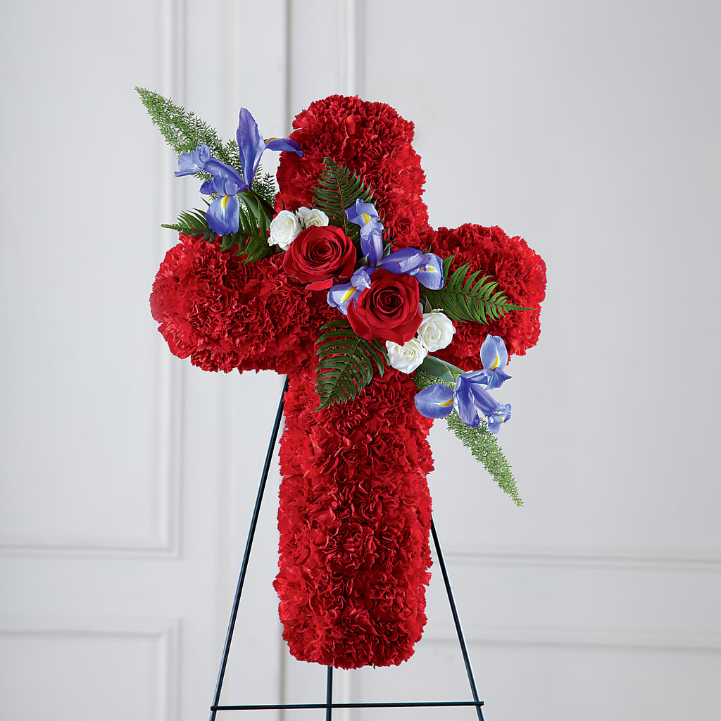 Faithful Hero Floral Cross flower arrangement by Honeybee Floral