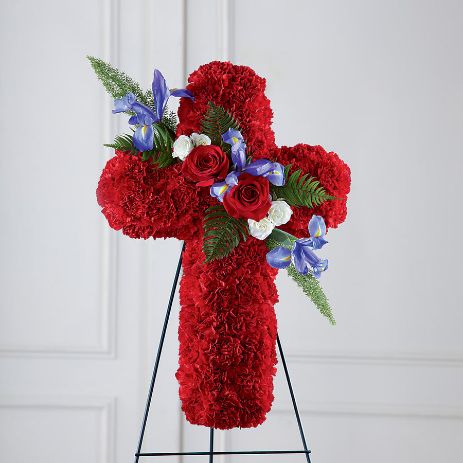 Faithful Hero Floral Cross flower arrangement by Honeybee Floral