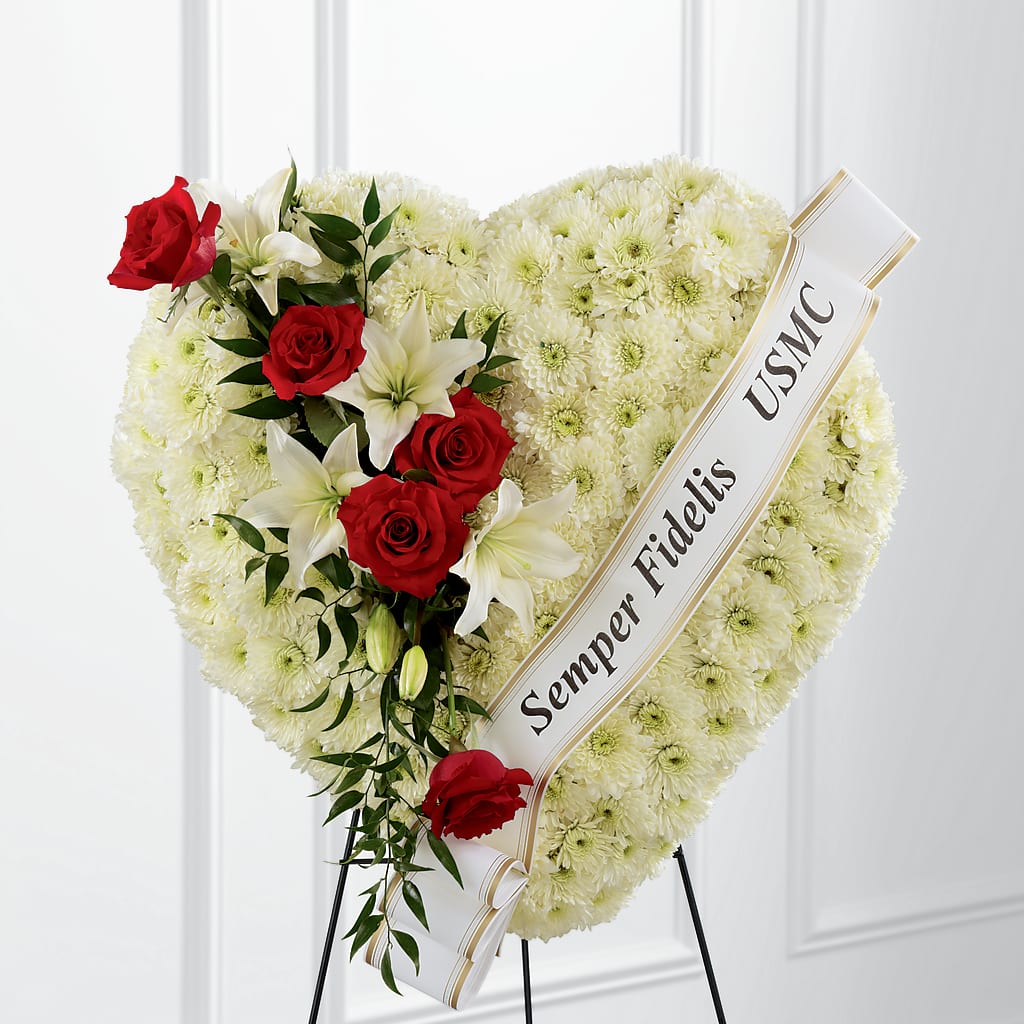 Heartfelt Hero Standing Heart flower arrangement by Honeybee Floral