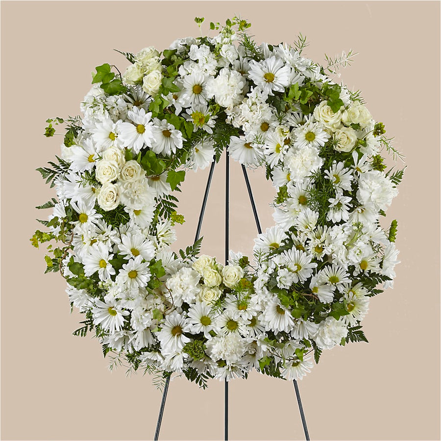 Faithful Wishes Wreath flower arrangement by Honeybee Floral