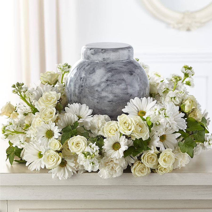 Timeless Tribute Cremation Adornment flower arrangement by Honeybee Floral