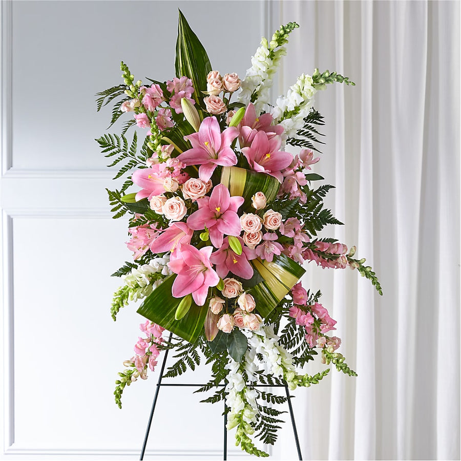Elegant Embrace Standing Spray flower arrangement by Honeybee Floral