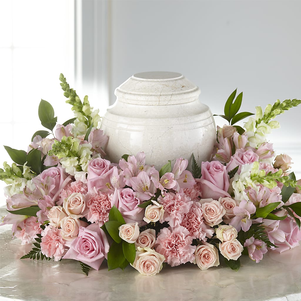 Blooms of Hope Cremation Adornment flower arrangement by Honeybee Floral