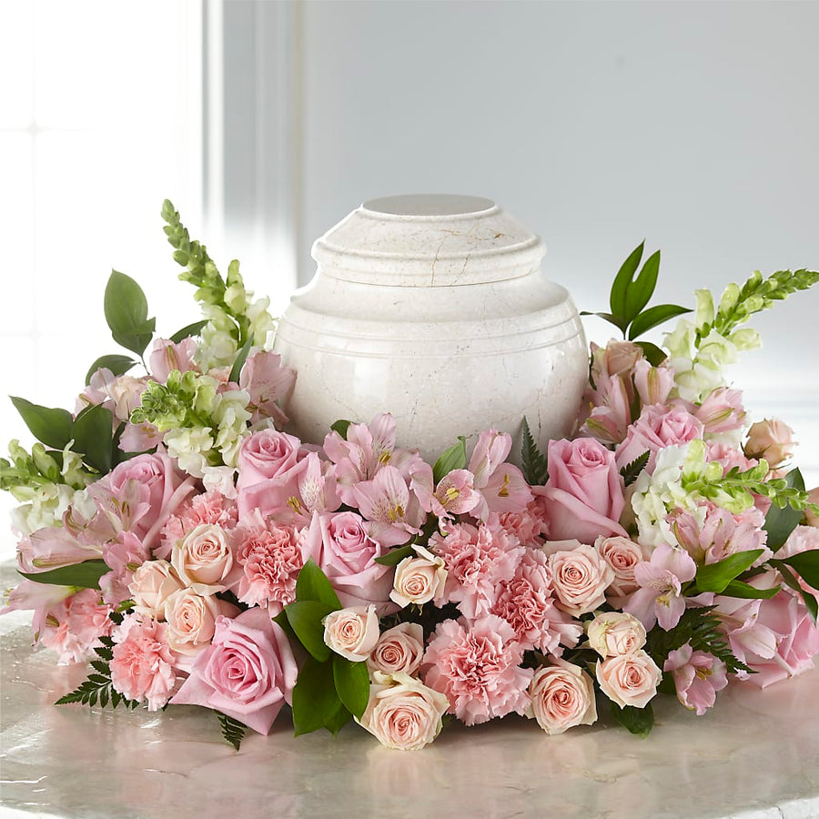 Blooms of Hope Cremation Adornment flower arrangement by Honeybee Floral