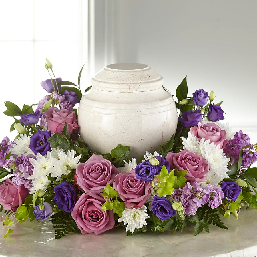 Blooming Sympathy Cremation Adornment flower arrangement by Honeybee Floral