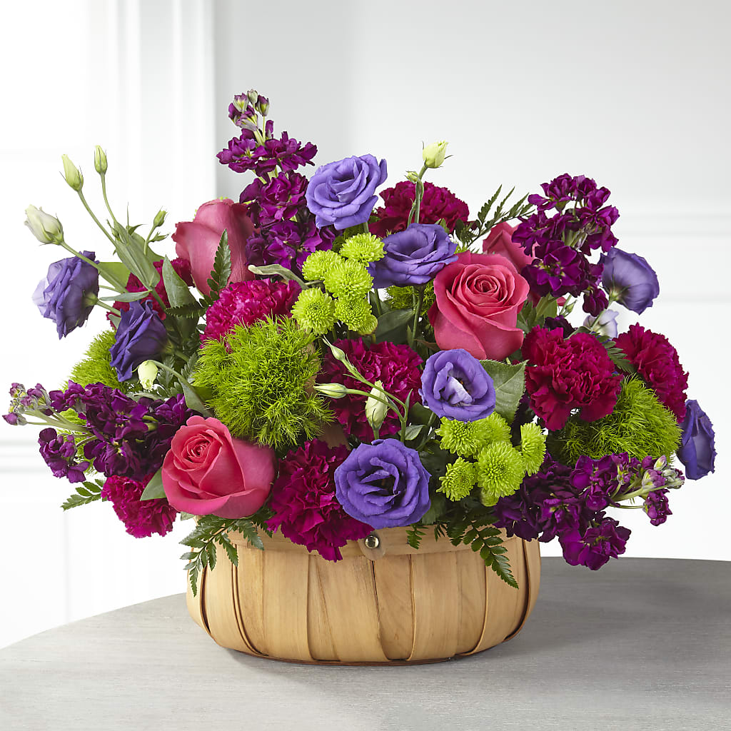 Serene Sanctuary Basket flower arrangement by Honeybee Floral
