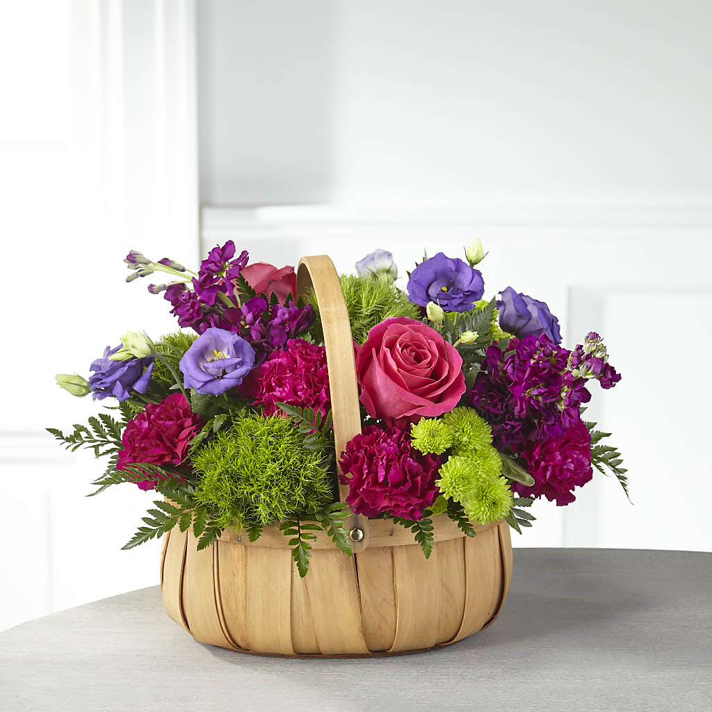 Serene Sanctuary Basket flower arrangement by Honeybee Floral