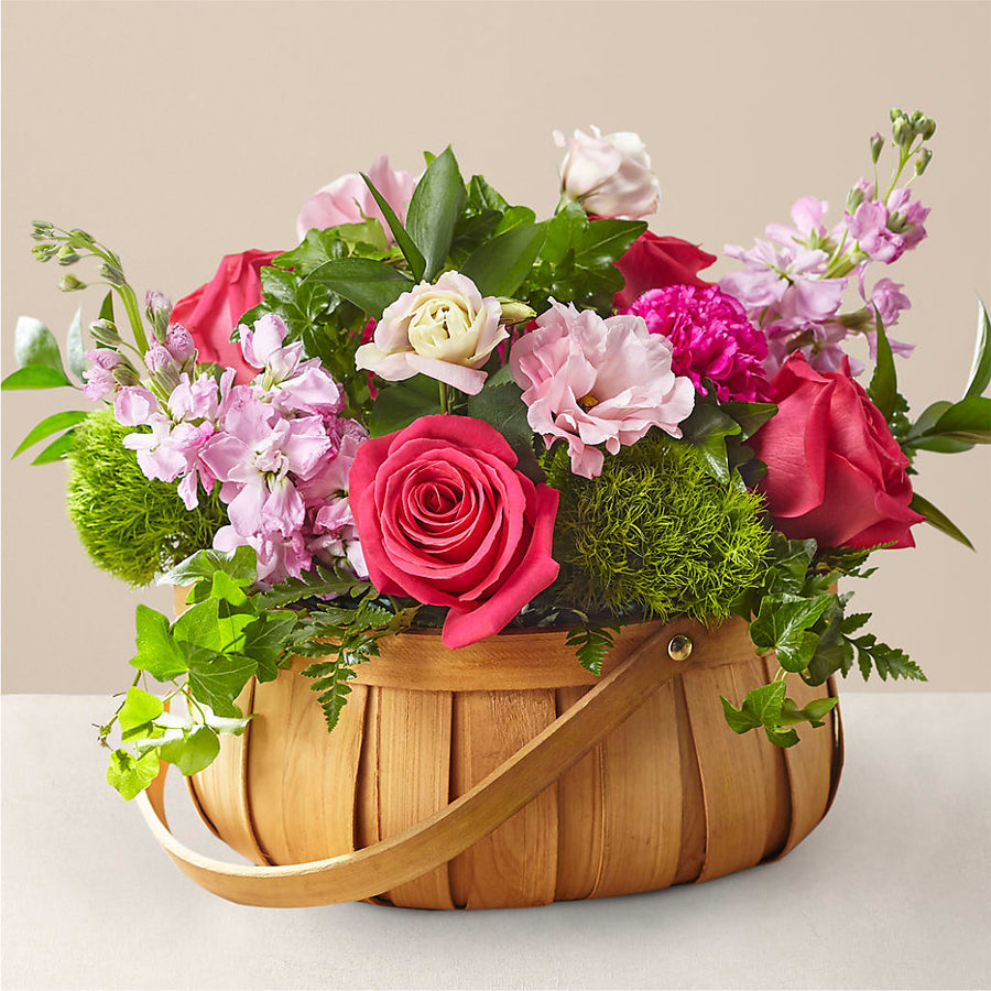 Radiance in Bloom Basket flower arrangement by Honeybee Floral