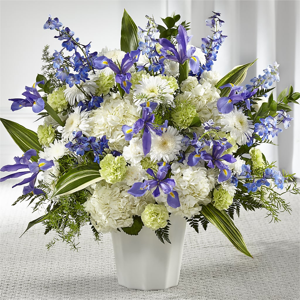 Soft Serenity Floor Basket flower arrangement by Honeybee Floral