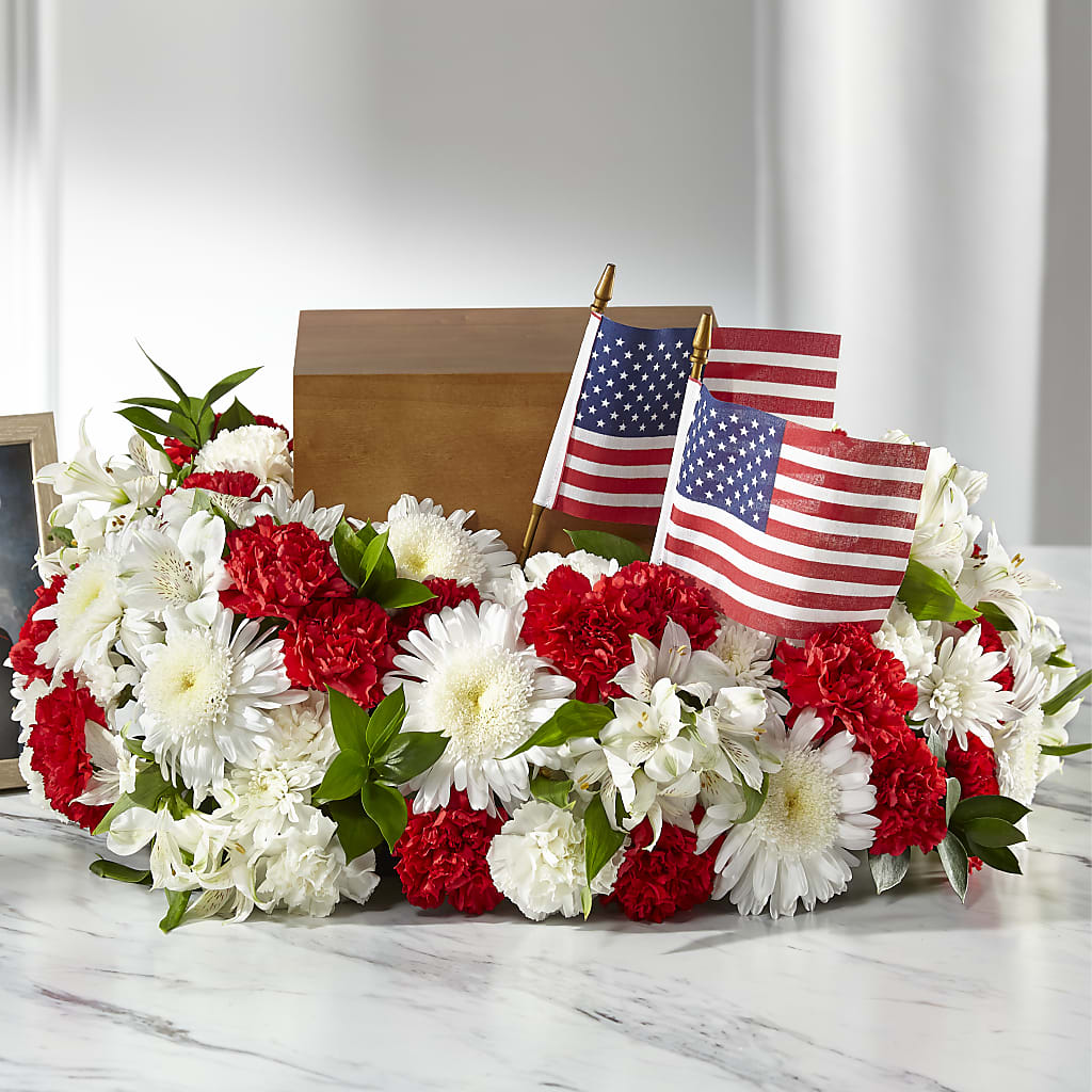 Spirit of Patriotism Cremation Adornment flower arrangement by Honeybee Floral