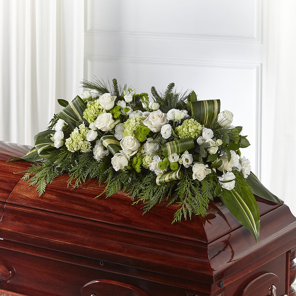 Hopeful Gesture Casket Spray flower arrangement by Honeybee Floral