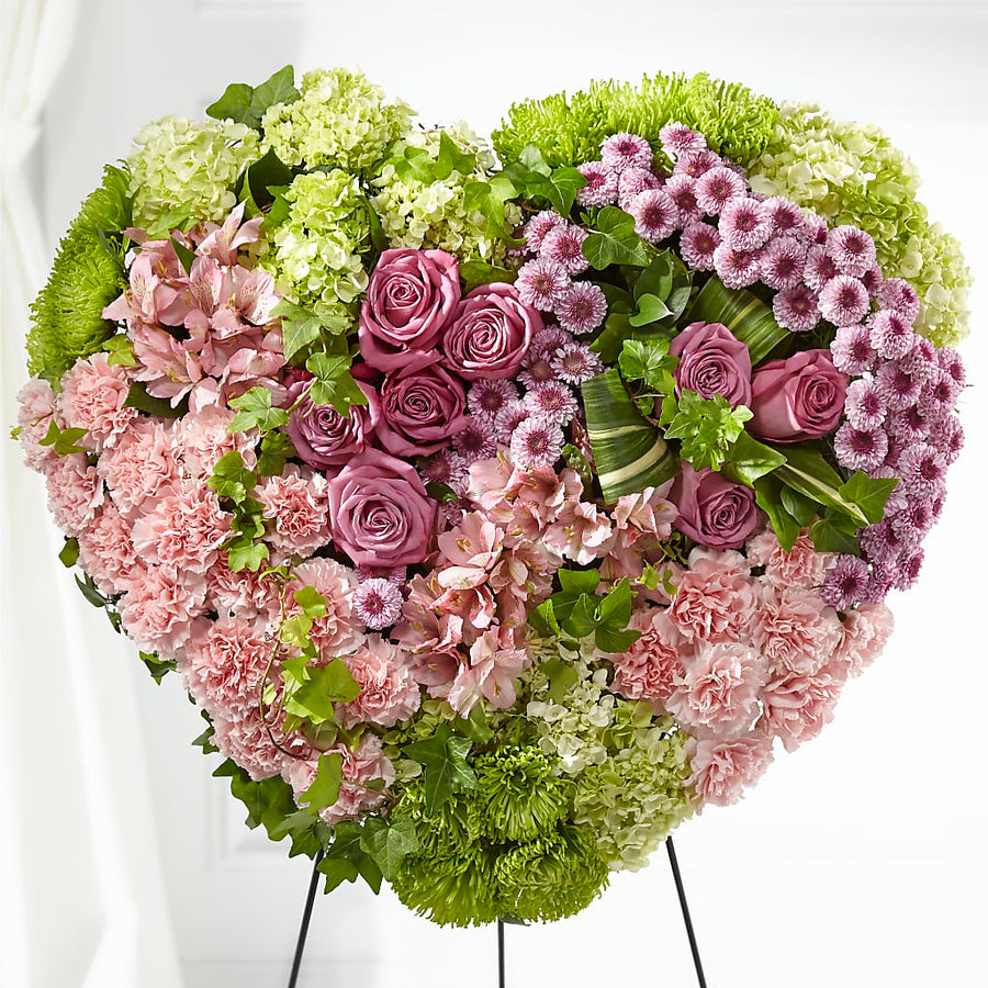 Heartwarming Standing Heart flower arrangement by Honeybee Floral