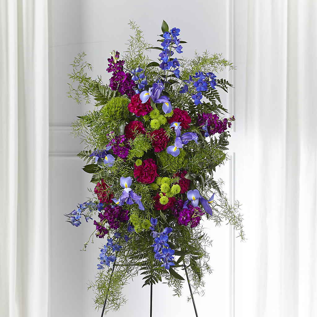 Heavenly Skies Standing Spray flower arrangement by Honeybee Floral